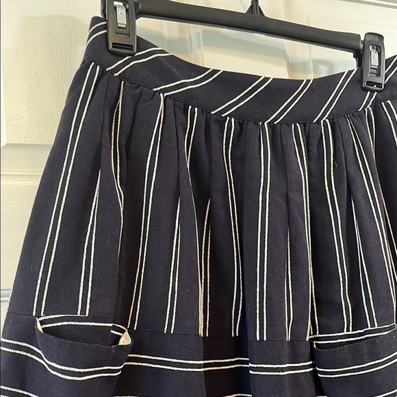 Maeve Navy A Line Mini Skirt w/ White Stitching Stripes - Size 4 - Picture 3 of 13